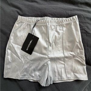 PrettyLittleThing Silver Faux Leather Shorts